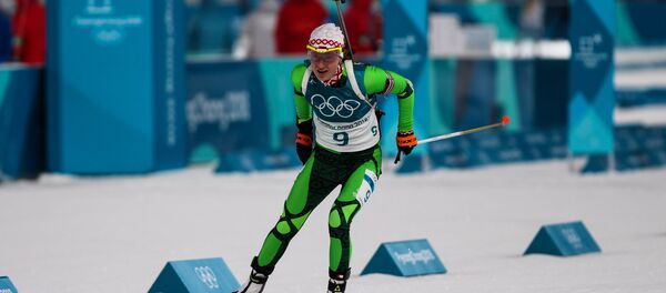 Белорусская биатлонистка Дарья Домрачева Белорусская биатлонистка Дарья Домрачева - Sputnik Беларусь