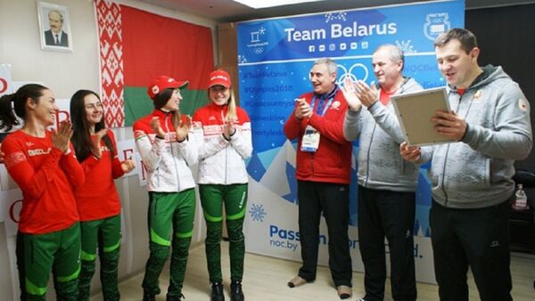 Чествование белорусских биатлонисток - Sputnik Беларусь