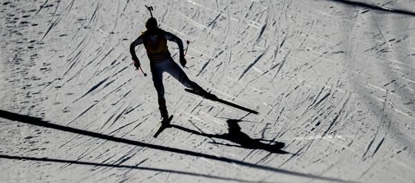 Дарья Домрачева на дистанции масс-старта среди женщин на чемпионате мира по биатлону в финском Контиолахти - Sputnik Беларусь