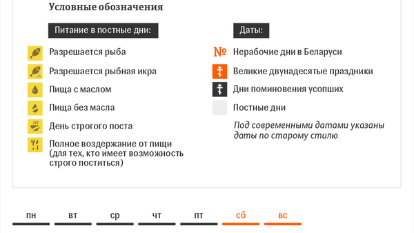 Календарь православного Великого поста 2018 – инфографика на sputnik.by - Sputnik Беларусь