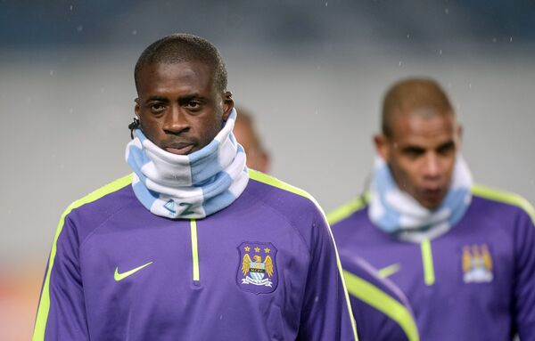 Игрок Манчестер Сити Яя Туре на тренировке перед матчем группового этапа Лиги чемпионов между ФК ЦСКА (Россия, Москва) и ФК Манчестер Сити (Великобритания, Манчестер) - Sputnik Беларусь