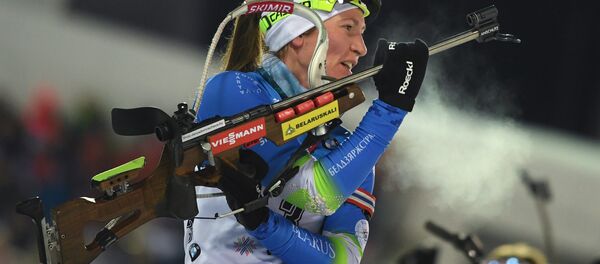 Беларуская біятланістка Дар'я Домрачава Беларуская біятланістка Дар'я Домрачава - Sputnik Беларусь