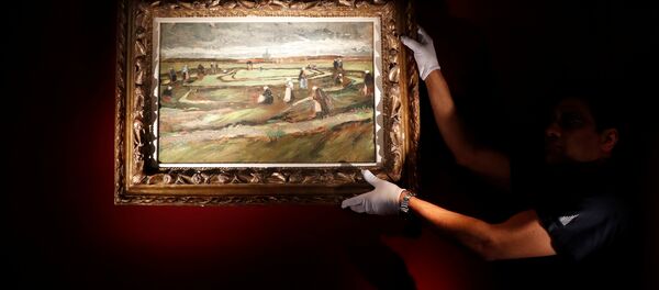 Картина Ван Гога Женщины в дюнах за починкой сетей Картина Ван Гога Женщины в дюнах за починкой сетей - Sputnik Беларусь