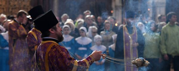 Праздник Благовещения Пресвятой Богородицы в кафедральном соборном Храме Христа Спасителя в Москве - Sputnik Беларусь
