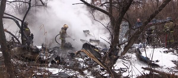 Кадры с места крушения вертолета Ми-8 в Хабаровске - Sputnik Беларусь