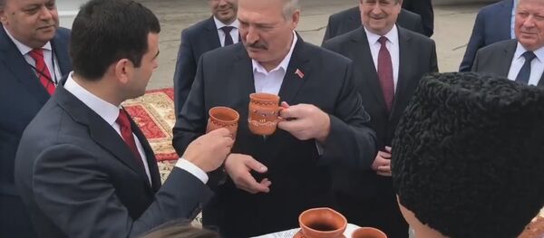 Відэафакт: Лукашэнка паспытаў малдаўскага віна ля трапа самалёта Відэафакт: Лукашэнка паспытаў малдаўскага віна ля трапа самалёта - Sputnik Беларусь