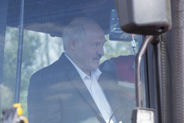 Александр Лукашенко в кабине трактора - Sputnik Беларусь