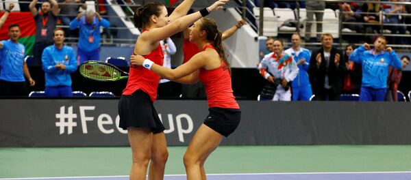 Белорусские теннисистки Лидия Морозова и Вера Лапко Белорусские теннисистки Лидия Морозова и Вера Лапко - Sputnik Беларусь