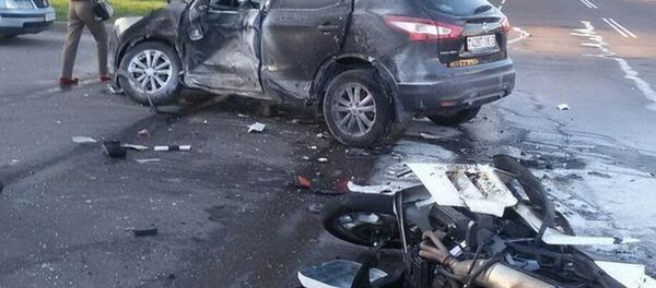 На месте ДТП с милицейским мотоциклом в Гомеле - Sputnik Беларусь