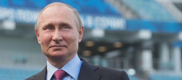 Президент РФ Владимир Путин во время осмотра стадиона Фишт - Sputnik Беларусь