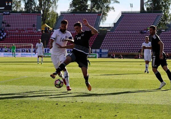 Фрагмент товарищеского матча сборной Беларуси по футболу против финнов - Sputnik Беларусь