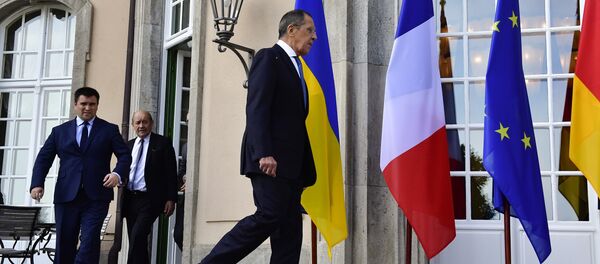 Министр иностранных дел России Сергей Лавров на переговорах глав МИД стран нормандской четверки в Берлине - Sputnik Беларусь