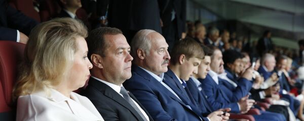 Президент Беларуси Александр Лукашенко на матче-открытии ЧМ - Sputnik Беларусь