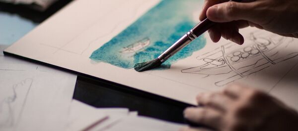 Художник рисует акварелью, архивное фото - Sputnik Беларусь