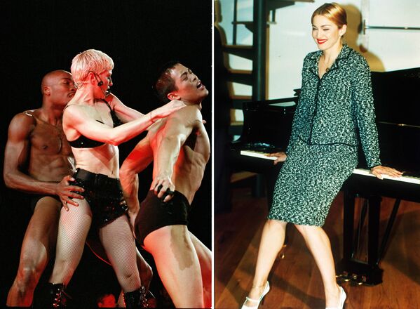 Такие два разных образа: в 1992 году вышел пятый студийный альбом Мадонны Erotica, а в 1996 году певица снялась в главной роли в экранизации мюзикла Эндрю Ллойда Уэббера Эвита. - Sputnik Беларусь