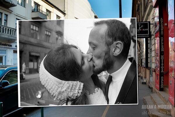 Поцелуй на улице Будапешта из фотопроекта Окно в прошлое, 1974/2016 год. - Sputnik Беларусь