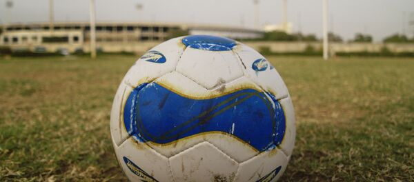 Футбольный мяч на поле Футбольный мяч на поле - Sputnik Беларусь