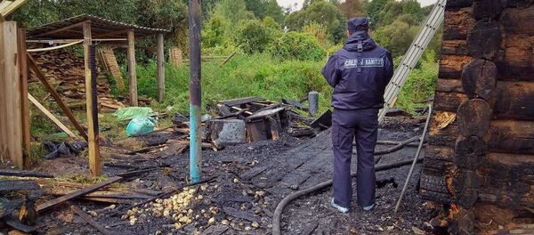 Место пожара в Рогачевском районе Место пожара в Рогачевском районе - Sputnik Беларусь