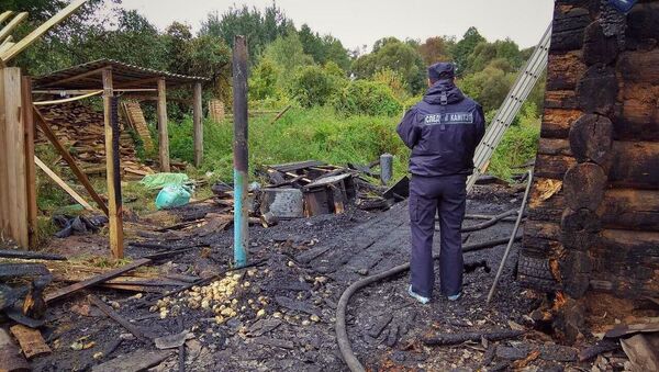 Место пожара в Рогачевском районе - Sputnik Беларусь