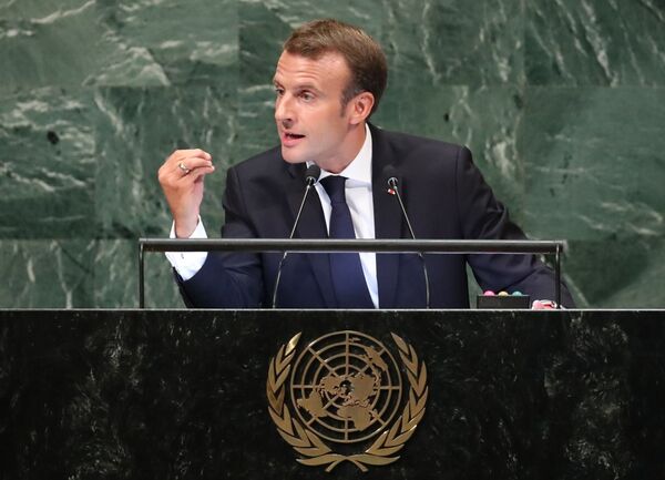Президент Франции Эммануэль Макрон на заседании Совбеза ООН - Sputnik Беларусь