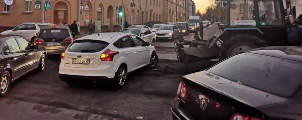 Пробка в центре Минска из-за дорожных работ - Sputnik Беларусь