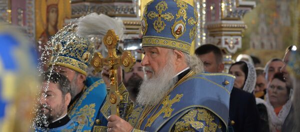 Патрыярх Кірыл асвяціў Усіхсвяцкі храм-помнік у Мінску Патрыярх Кірыл асвяціў Усіхсвяцкі храм-помнік у Мінску - Sputnik Беларусь