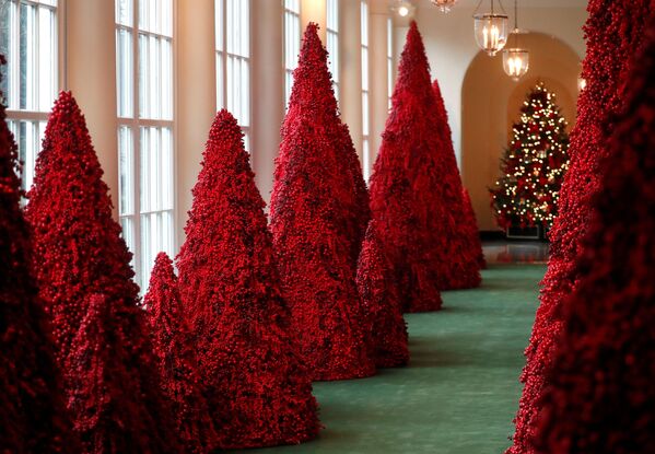 Деревья из красных ягод в Белом доме в Вашингтоне  - Sputnik Беларусь