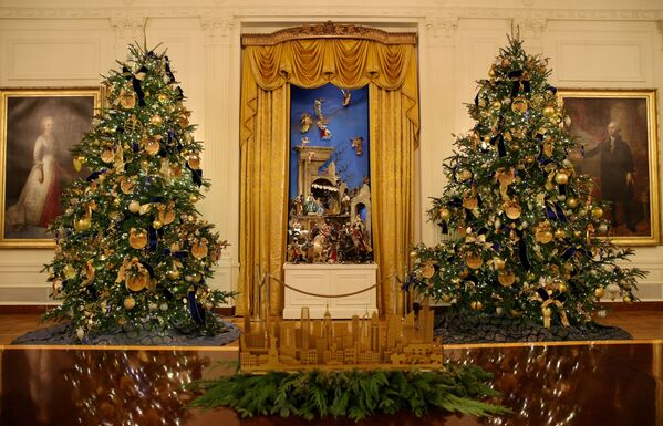 Рождественские декорации Белого дома в Вашингтоне  - Sputnik Беларусь