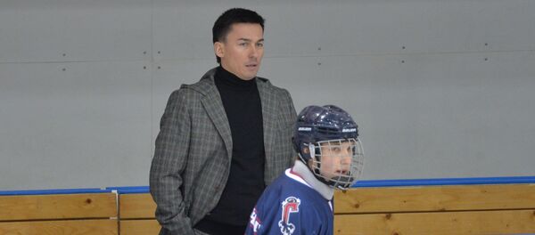 Дмитрий Басков и Николай Лукашенко на матче Золотой шайбы - Sputnik Беларусь