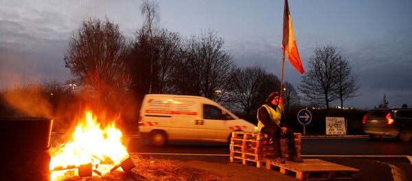 Протестующий из желтых жилетов на автомагистрали Париж-Брюссель - Sputnik Беларусь