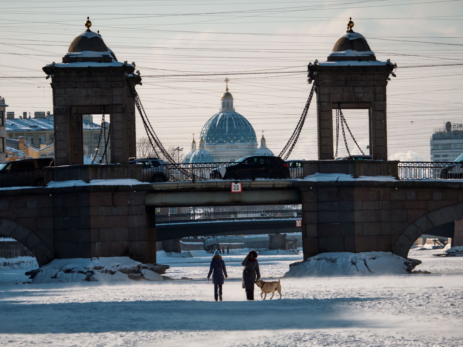 Мост Ломоносова в Санкт-Петербурге зимой