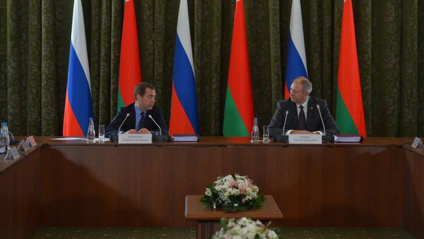 Премьер-министры России и Беларуси Дмитрий Медведев и Сергей Румас - Sputnik Беларусь