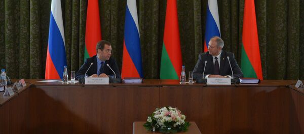 Премьер-министры России и Беларуси Дмитрий Медведев и Сергей Румас - Sputnik Беларусь