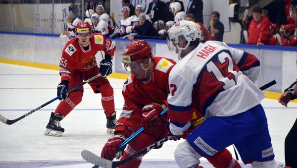 Сборная Беларуси по хоккею играет против Норвегии на MECA Hockey Games - Sputnik Беларусь
