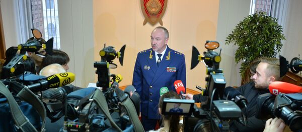 Генпрокурор Александр Конюк во время беседы с журналистами - Sputnik Беларусь