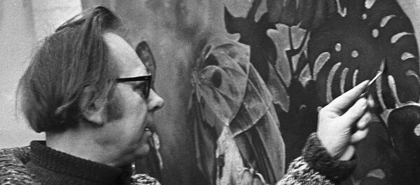 Мастак Гаўрыіл Вашчанка ў сваёй майстэрні, 1977 год Мастак Гаўрыіл Вашчанка ў сваёй майстэрні, 1977 год - Sputnik Беларусь