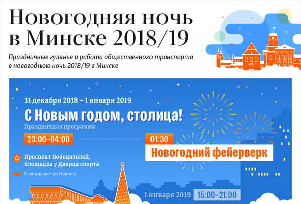 Места гуляний, салют и работа транспорта в Минске на Новый год 2018/19 - Sputnik Беларусь