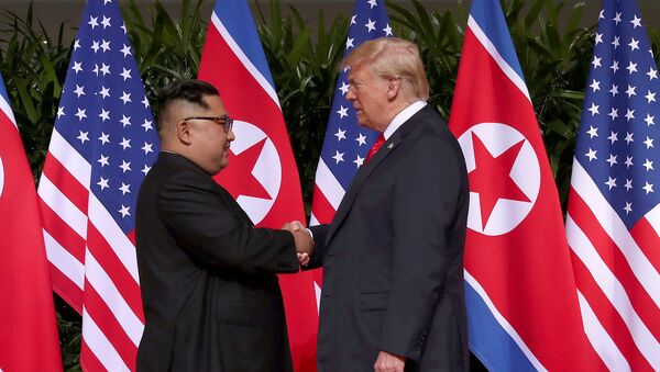 Саммит глав двух государств Дональда Трампа и Ким Чен Ына прошел летом в 2018 года в Сингапуре - Sputnik Беларусь