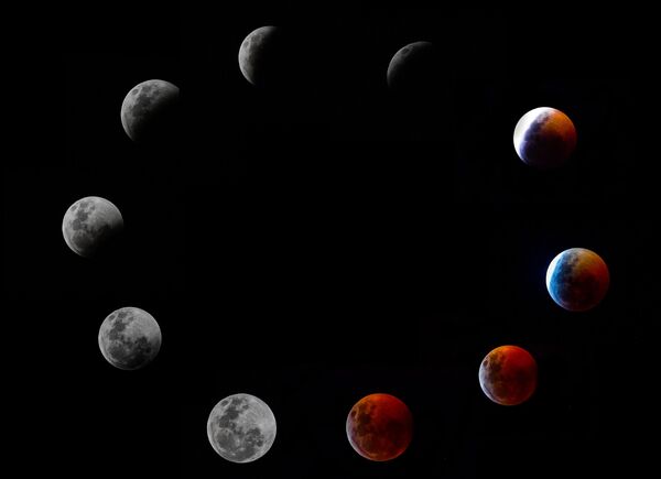 Комбинация фотографий лунного затмения 21 января в Панама-Сити - Sputnik Беларусь