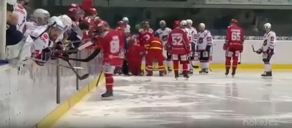 Чешский хоккеист Лукаш Крайчек потерял сознание во время матча, видео - Sputnik Беларусь