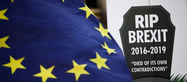 Баннер протестующих против Брексит, архивное фото - Sputnik Беларусь