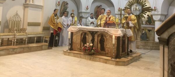 Новыя званы на Чырвоным касцёле асвяціў мітрапаліт Кандрусевіч Новыя званы на Чырвоным касцёле асвяціў мітрапаліт Кандрусевіч - Sputnik Беларусь