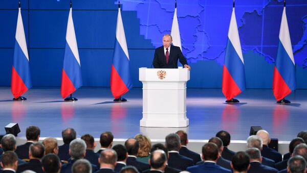 Президент РФ Владимир Путин выступает с ежегодным посланием Федеральному Собранию - Sputnik Беларусь