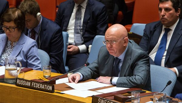 Постоянный представитель РФ при Организации Объединённых Наций (ООН) Василий Небензя выступает на заседании Совета безопасности ООН - Sputnik Беларусь