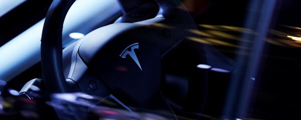 Руль автомобиля Tesla  - Sputnik Беларусь
