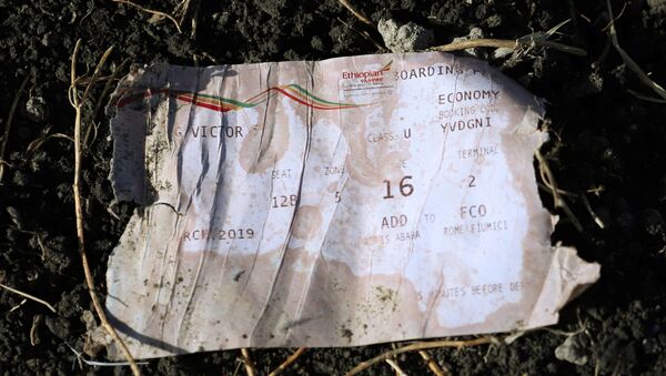 Билет на рейс, найденный на месте крушения самолета Ethiopian Airlines  - Sputnik Беларусь