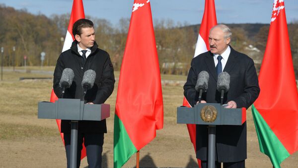 Президент Беларуси Александр Лукашенко и федеральный канцлер Австрии Себастьян Курц - Sputnik Беларусь