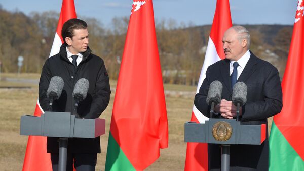 Президент Беларуси Александр Лукашенко и федеральный канцлер Австрии Себастьян Курц - Sputnik Беларусь