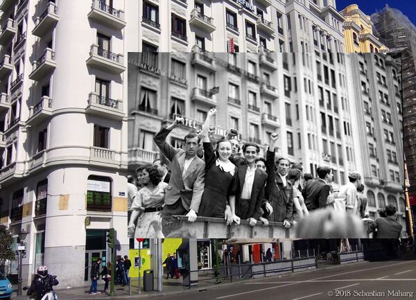 Фотография Gran Vía из проекта испанского фотографа Себастьяна Махарга Pasado en paralelo: Madrid 1936-1939 - Sputnik Беларусь