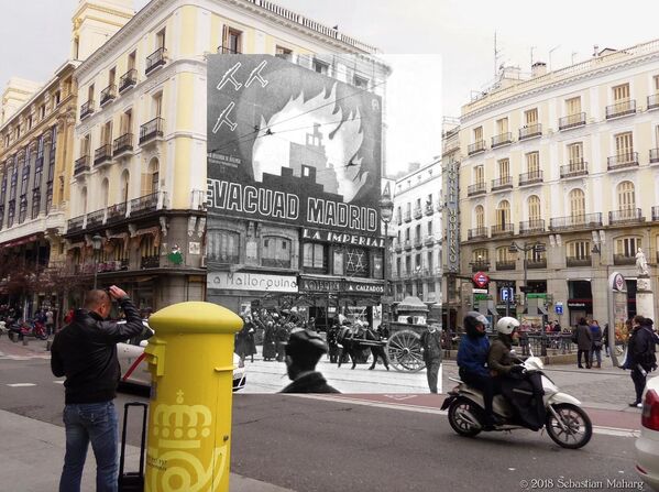 Фотография Evacuad Madrid. Puerta del Sol 1936 из проекта испанского фотографа Себастьяна Махарга Pasado en paralelo: Madrid 1936-1939 - Sputnik Беларусь